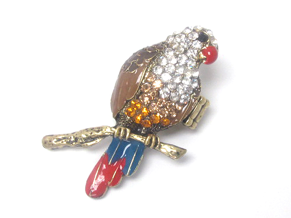 CRYSTAL AND EPOXY DECO PARROT STRETCH RING