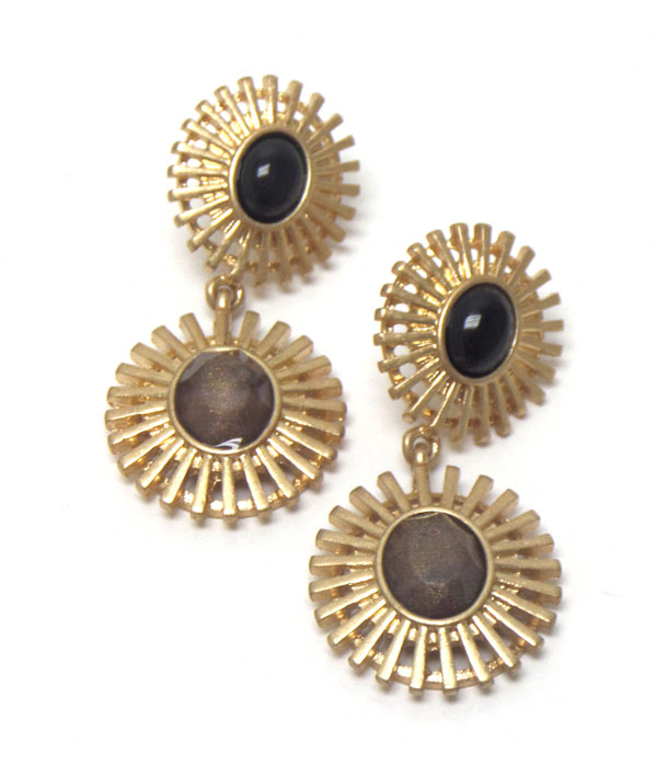 Two stone worn gold drop earrings 