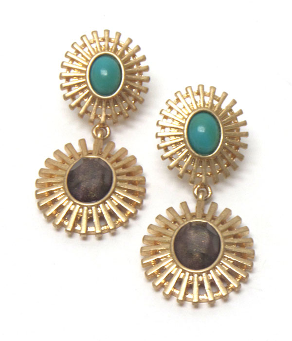 Two stone worn gold drop earrings 