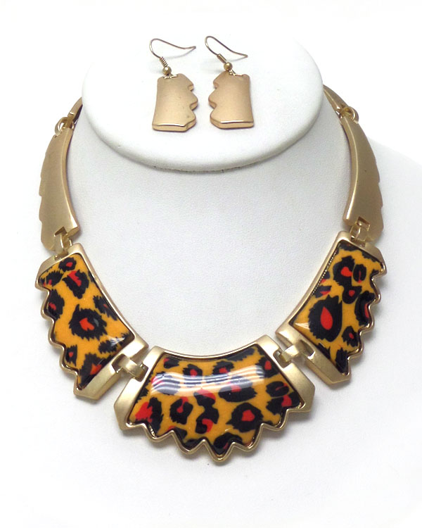 Animal print half chocker necklace set