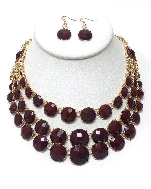 Three layer bubble link necklace set