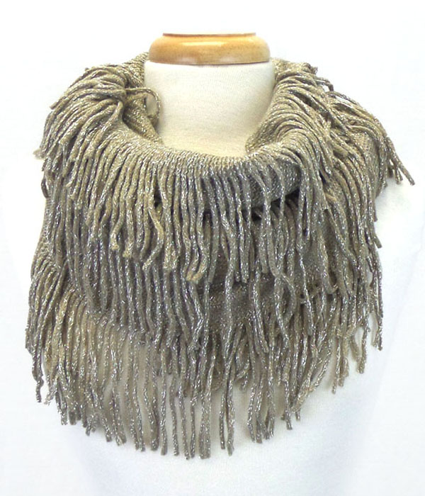 Knit and fringe infinity muffler