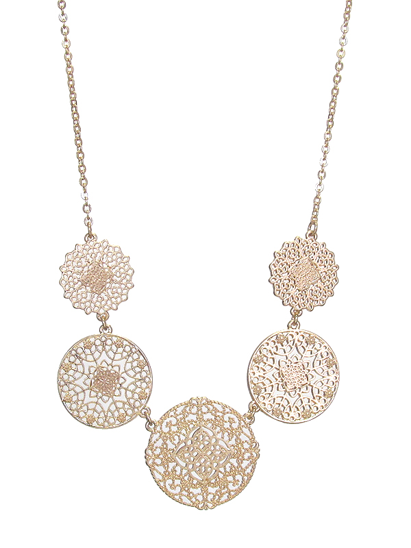 METAL FILIGREE MULTU DISC LINK NECKLACE