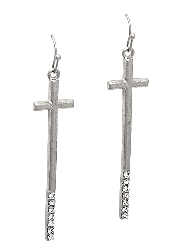 CRYSTAL CROSS EARRING