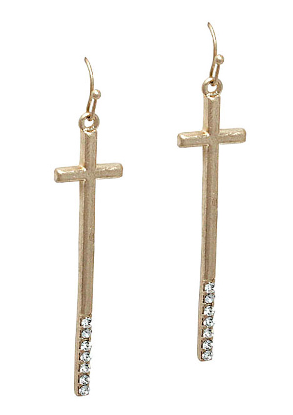 Crystal cross earring