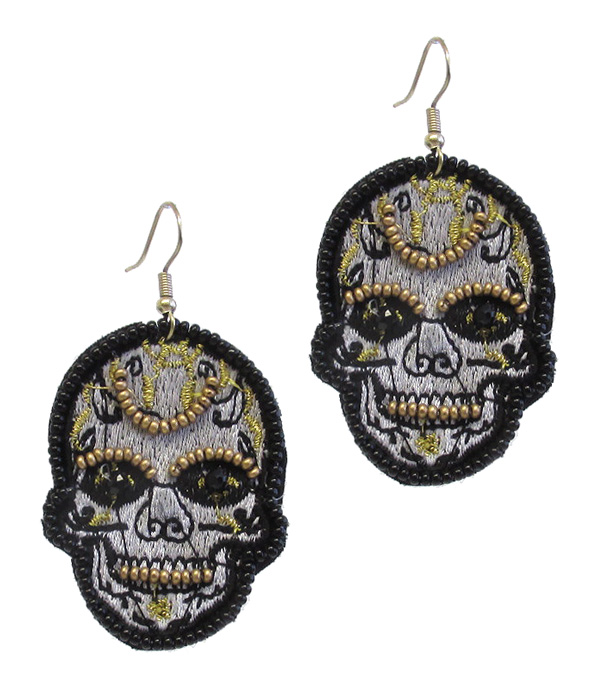 BEADS HANDCRAFT SKULL EARRING