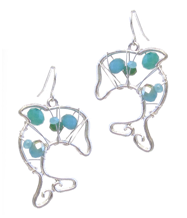 MULTI BEAD AND WIRE DOLPHIN EARRING