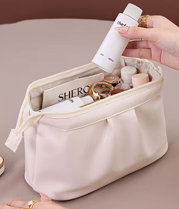 Zipper top clutch bag or makeup bag