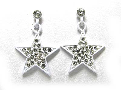 Crystal stud enamel metal star drop earring 