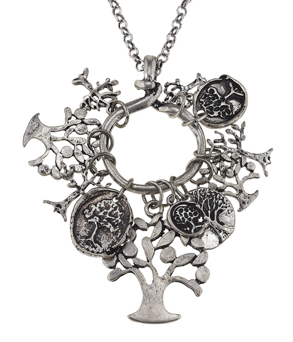 Handmade multi tree of life pendant dangle long necklace