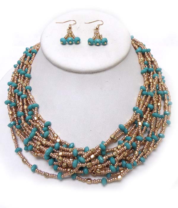 Multi layer seedbeads necklace set 