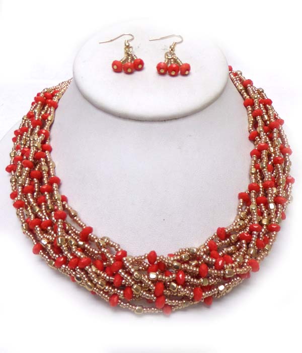 Multi layer seedbeads necklace set 