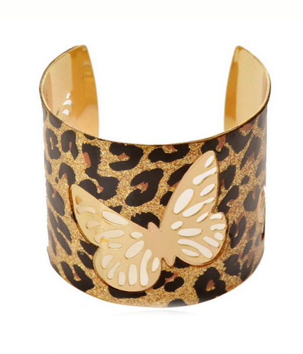 Animal print butterfly cutout bangle bracelet
