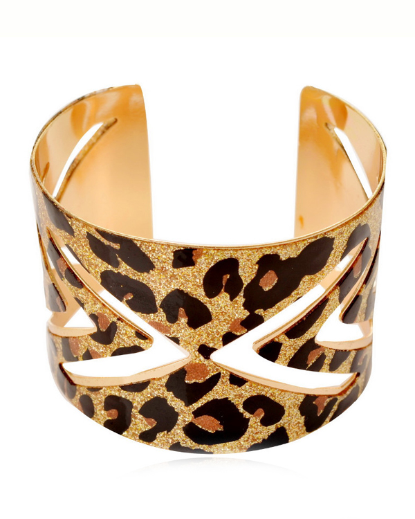 Animal print cutout bangle bracelet 