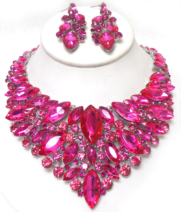 Luxury class victorian style and austrian crystal party necklace set