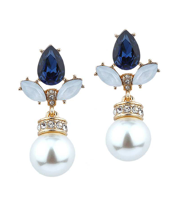 Pearl and crystal drop earring