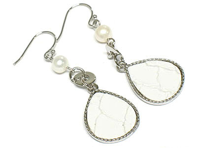 Snake skin print on tear drop flat metal dangling earring