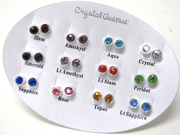 Crystal birth stone earrings set