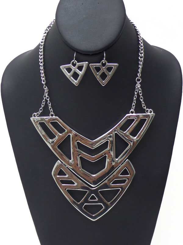 Geometric cut out tribal style necklace set