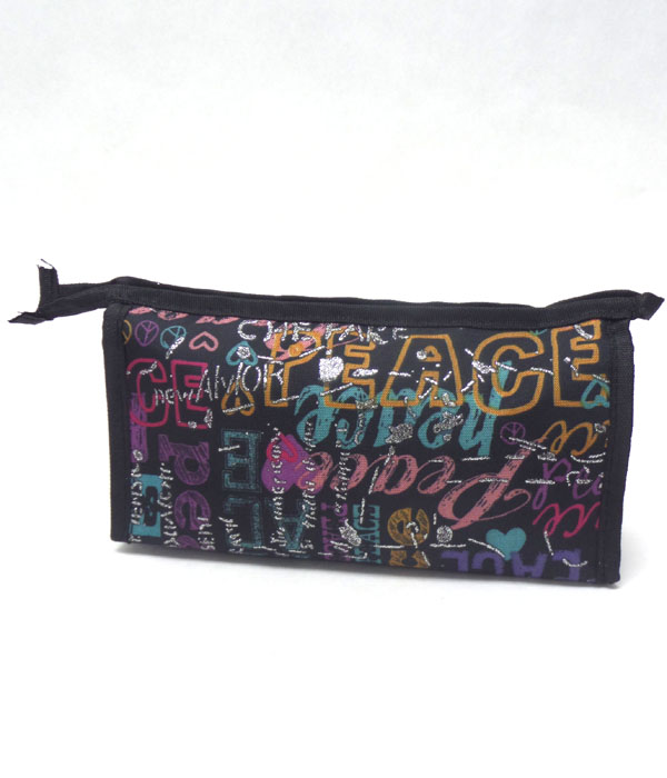 Colorful peace print make up bag 