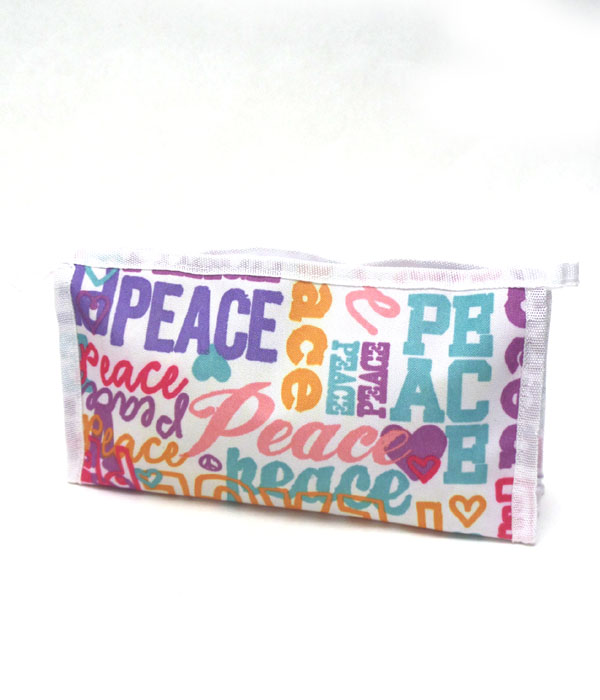 Colorful peace print make up bag 
