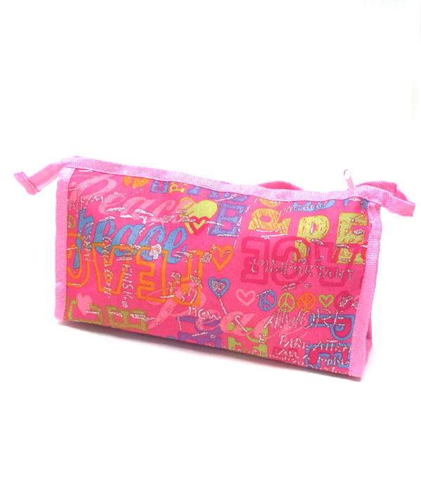Colorful peace print make up bag