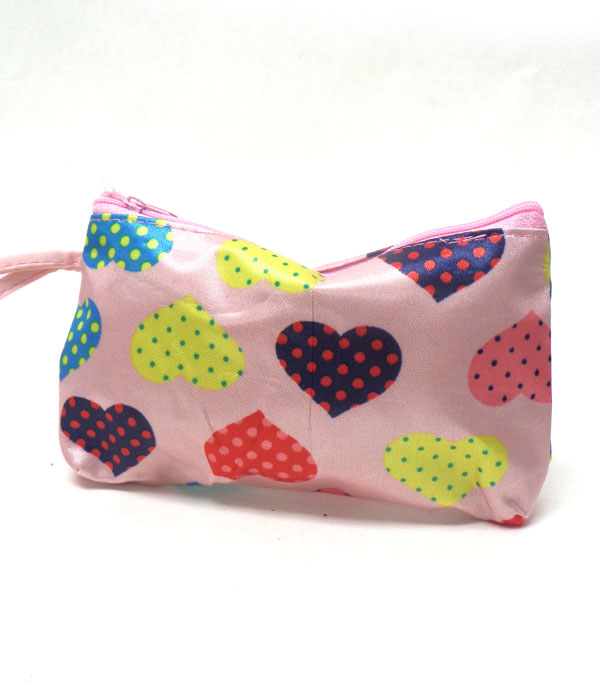 Heart print zipper coin purse -valentine