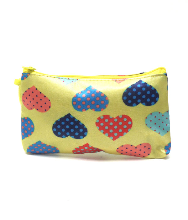 Heart print zipper coin purse