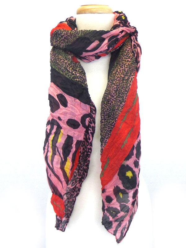 Multi color animal print scarf
