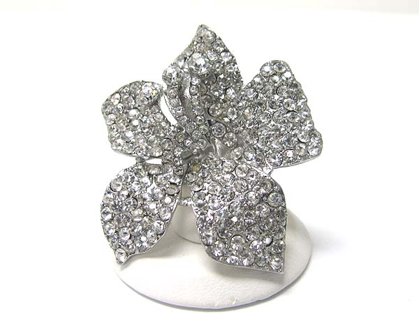 Crystal stud large flower stretch ring