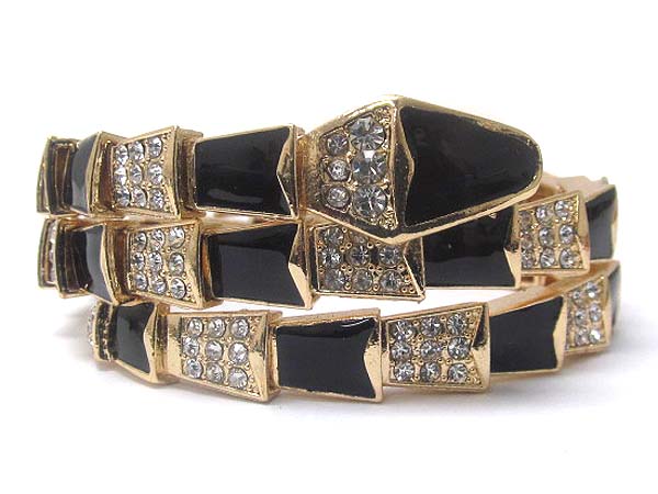 Crystal and epoxy deco snake wrap stretch bracelet