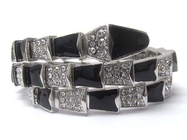 Crystal and epoxy deco snake wrap stretch bracelet