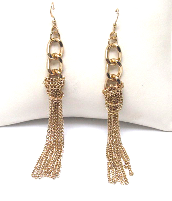 Metal hoop link and tassel drop earring - hoops