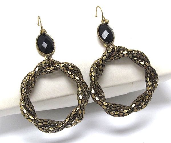 Tube chain link hoop drop earring - hoops