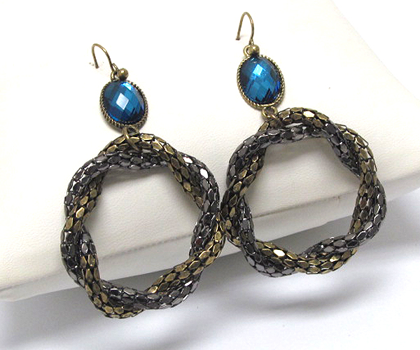 Tube chain link hoop drop earring - hoops