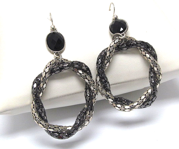 Tube chain link hoop drop earring - hoops