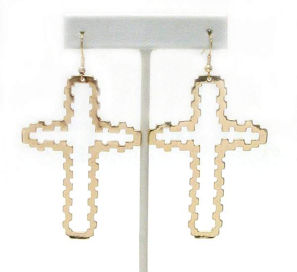 PIXEL METAL CROSS EARRING