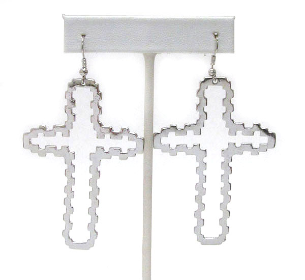 PIXEL METAL CROSS EARRING