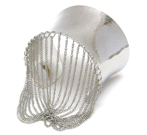 Metal bangle and multi chain drop bracelet