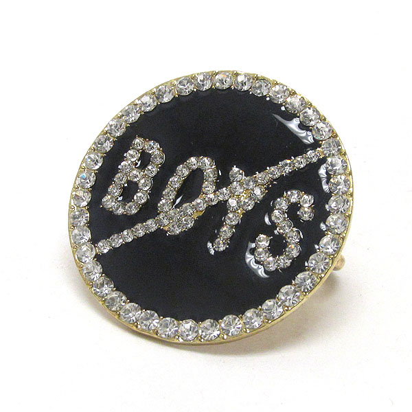 No boys crystal stud jet epoxy medal stretch ring