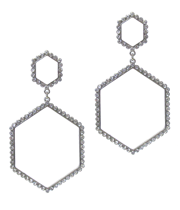 CRYSTAL HEXAGON DROP LARGE EARRING