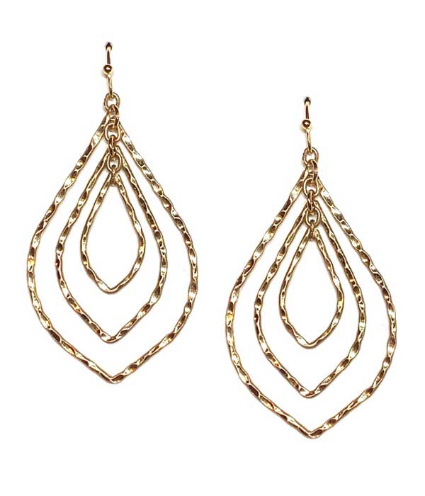 Triple textured wire marquise earring