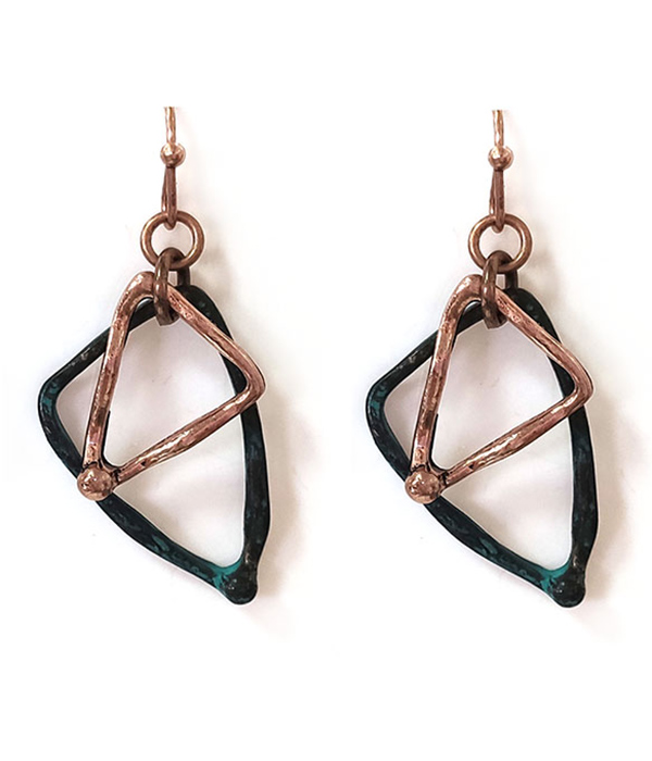 Double metal triangle earring