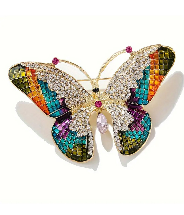 Rhinestone butterfly brooch