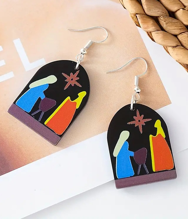 Religious inspiration acrylic earring - jesus birth