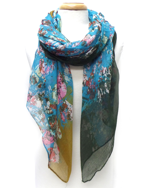 Flower pattern print scarf