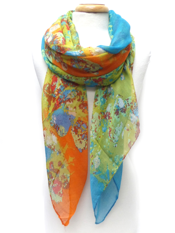 Flower pattern print scarf