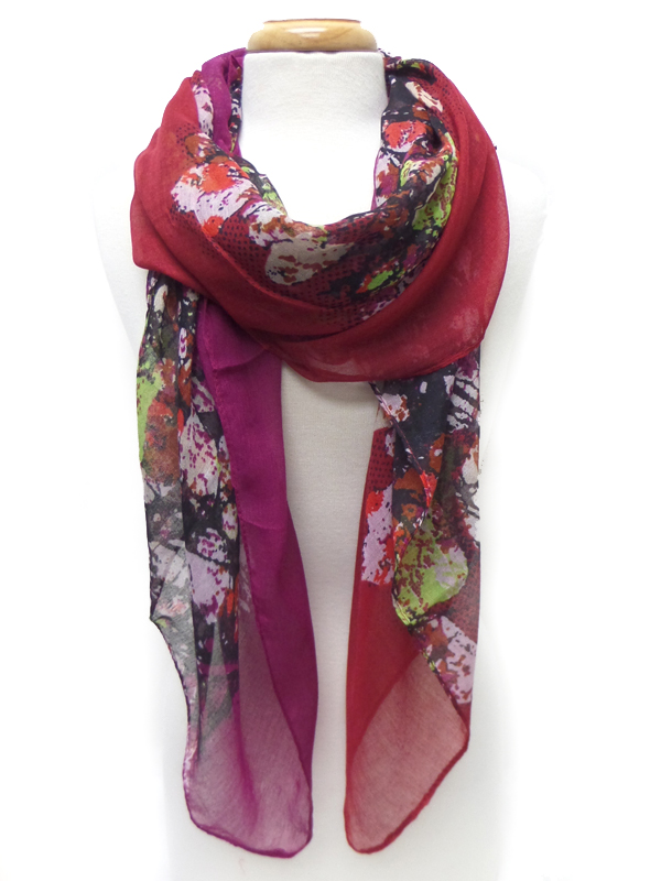 Flower pattern print scarf