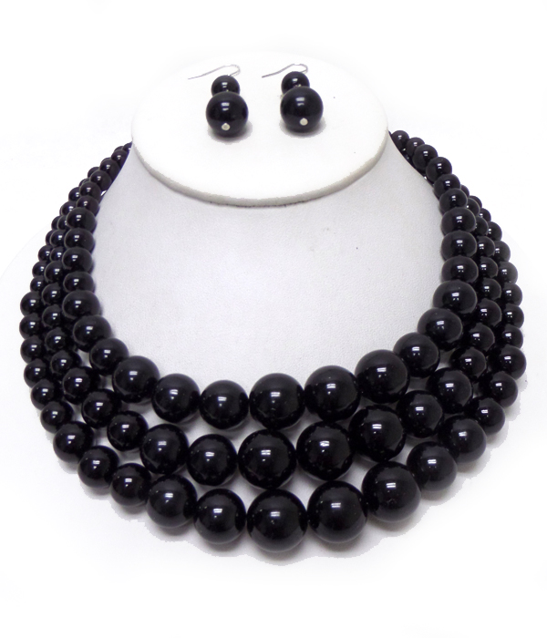 3 layer pearl necklace set 