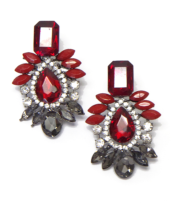 Multi size crystals stud earrings